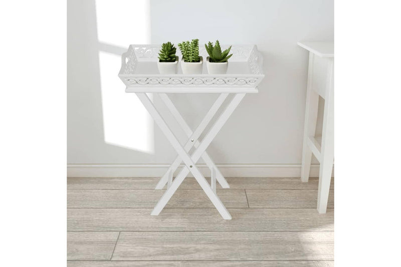 Side Table with Tray White vidaXL