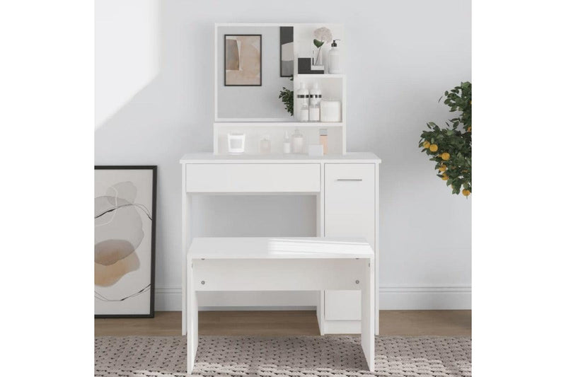 Dressing Table With Mirror White 86.5X35x136 Cm Kids Dressing Tables