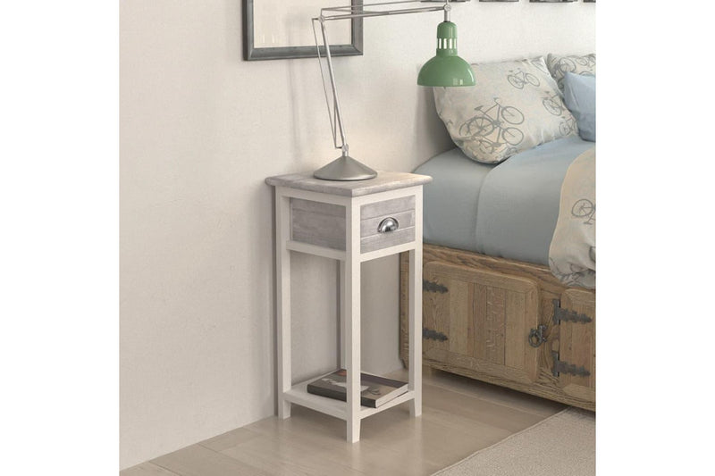 Nightstand With 1 Drawer Grey And White Bedside Tables