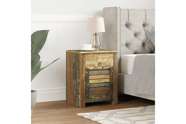 End Table with 1 Drawer 1 Door Reclaimed Wood vidaXL