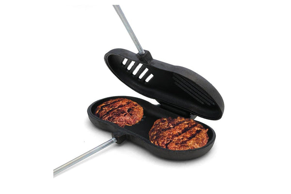 Coghlans 67cm Double Cast Iron Broiler Camping Hiking Cooking Campfire Grill BLK