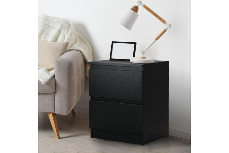 Oikiture Bedside Tables Set of 2 Nightstand Black