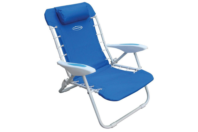 Mirage Deluxe 76cm Beach Chair Seat Outdoor Portable Camping Stool Blue White