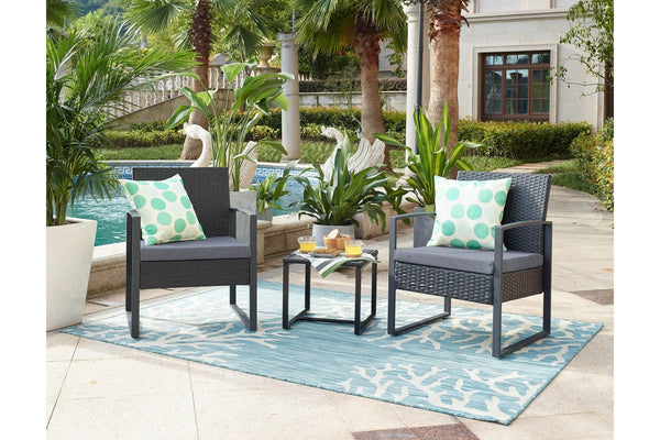 3pc Lounge Set Outdoor Furniture Rattan Wicker Chair Coffee Table Garden Patio Balcony