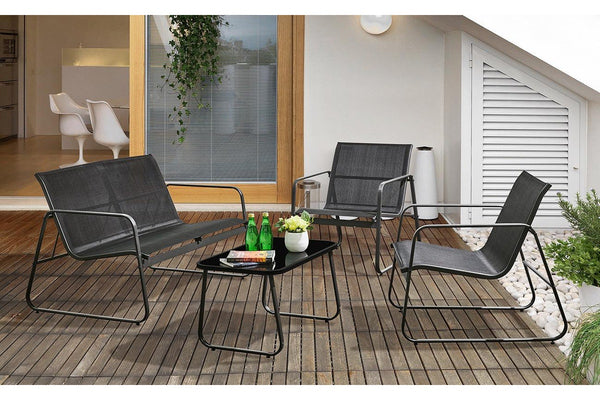 Elora 4pc Lounge Set Outdoor Furniture Chair Table Garden Patio Balcony Garden