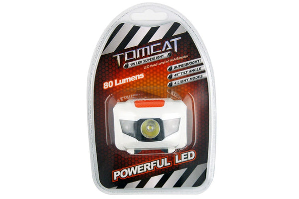 2x Tomcat 1W LED Head Lamp Light Flashlight Camping Headlamp w AAA Batteries WHT
