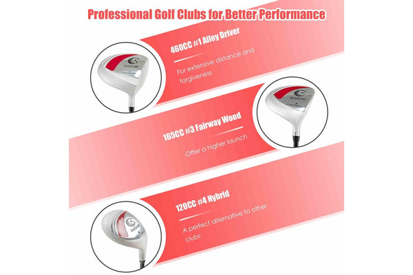 Costway Premium Ladies Golf Clubs Set Starters w/Bag 10 Pieces Alloy/Graphite Drive Red