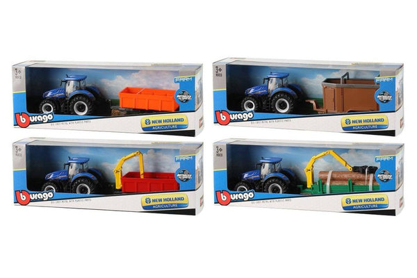 Bburago: Holland Friction Farm Tractor - With Trailer (Assorted Designs)