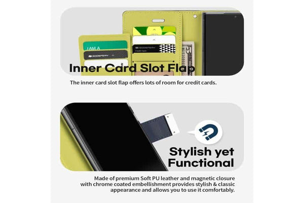 Goospery Samsung Galaxy S22 Ultra 5G Rich Diary Wallet Flip Case Leather Card Slots Magnetic Cover (Navy Blue)