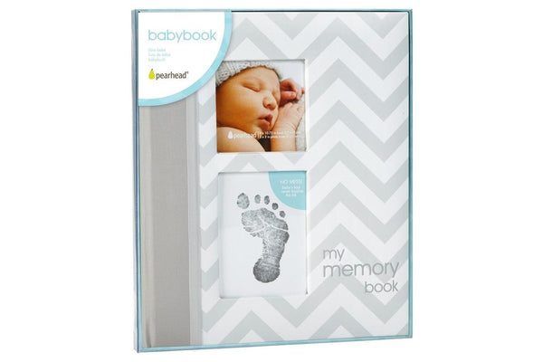 Pearhead: Chevron Baby Book - Grey