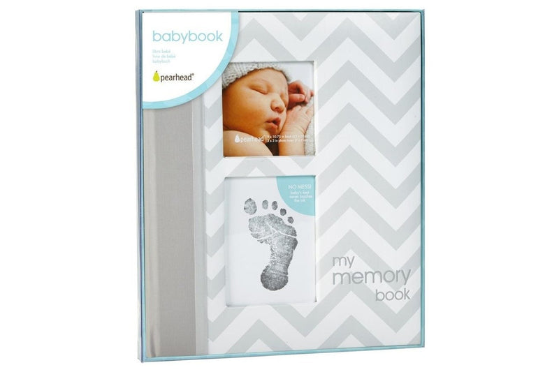 Pearhead: Chevron Baby Book - Grey