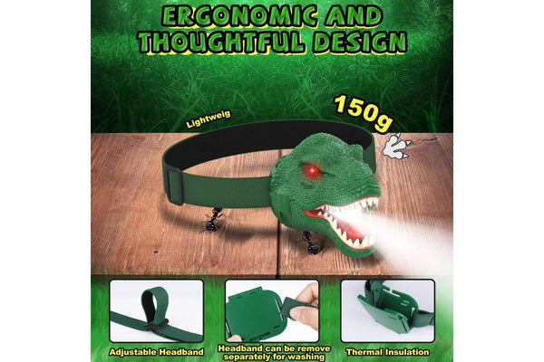 Costcom Dinosaur Headlamp for Kids with Adjustable Headband Camping Essentials