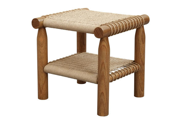 Kelly Handwoven Rattan Lamp Table (Almond)