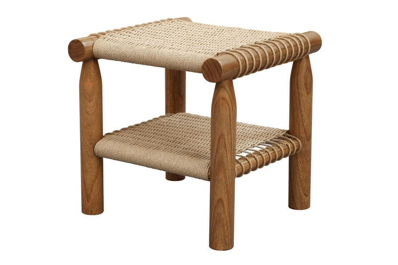 Kelly Handwoven Rattan Lamp Table (Almond)