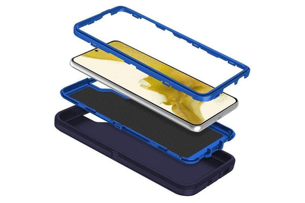 For Samsung Galaxy S22+ /S22 Plus Case Drop Resistant Defender Tradies Heavy Duty Rugged Shockproof Tough Cover (Navy Blue /Blue)