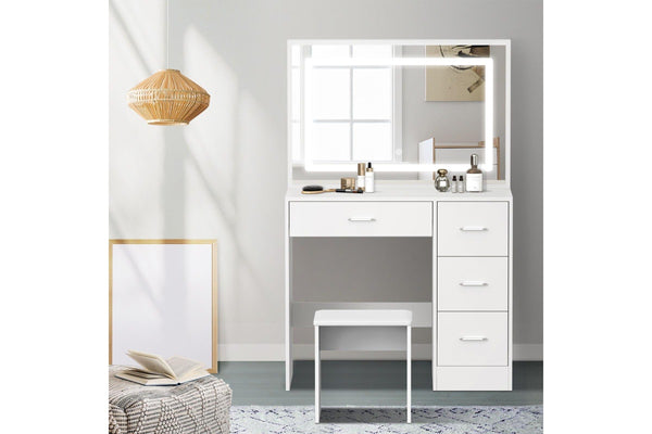 Oikiture Dressing Table Stool Set LED Light(White)