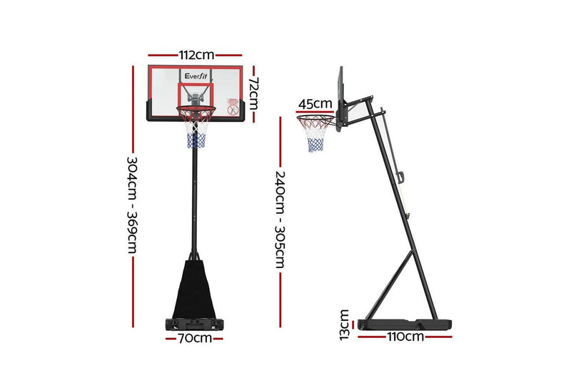 Everfit 3.05M Basketball Hoop Stand System Adjustable Height Portable Red Pro