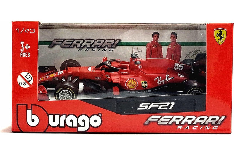 Bburago: 1:43 Diecast Vehicle - Ferrari Racing (SF21 #55 Carlos Sainz)
