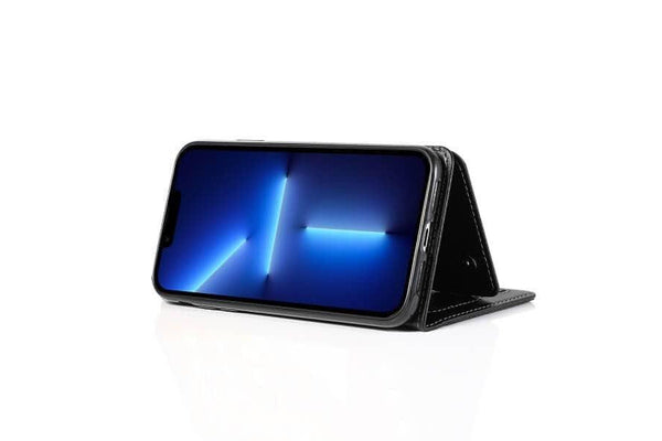 For Apple iPhone 13 Pro Case SupRShield Pro Luxury Wallet Leather Flip Magnetic Stand Case Cover (Black)