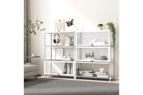 Oikiture Display Cabinet 3-Tier Shelves (White)