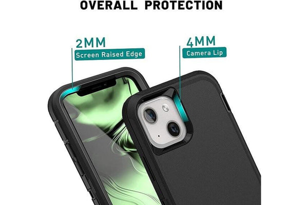For Apple iPhone 13 Mini Case Drop Resistant Defender Tradies Heavy Duty Rugged Shockproof Tough Cover (Black)