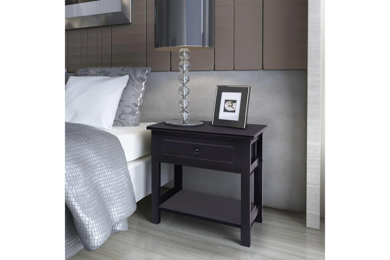 Bedside Cabinets 2 Pcs Wood Black Bedside Tables