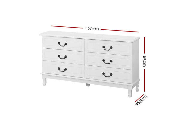 Chest of Drawers Dresser Table Lowboy Storage Cabinet White KUBI Bedroom