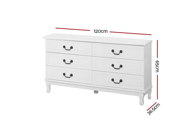 Chest of Drawers Dresser Table Lowboy Storage Cabinet White KUBI Bedroom