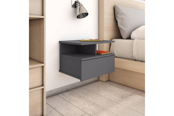Floating Nightstand High Gloss Grey 40x31x27 cm Engineered Wood vidaXL