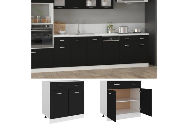 Drawer Bottom Cabinet Black 80x46x81.5 cm Engineered Wood vidaXL