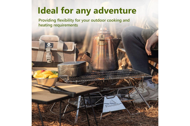 CAMPINGMOON Stove Fire Pit BBQ Grill Portable Camping Outdoor Stainless Steel Large MT-3