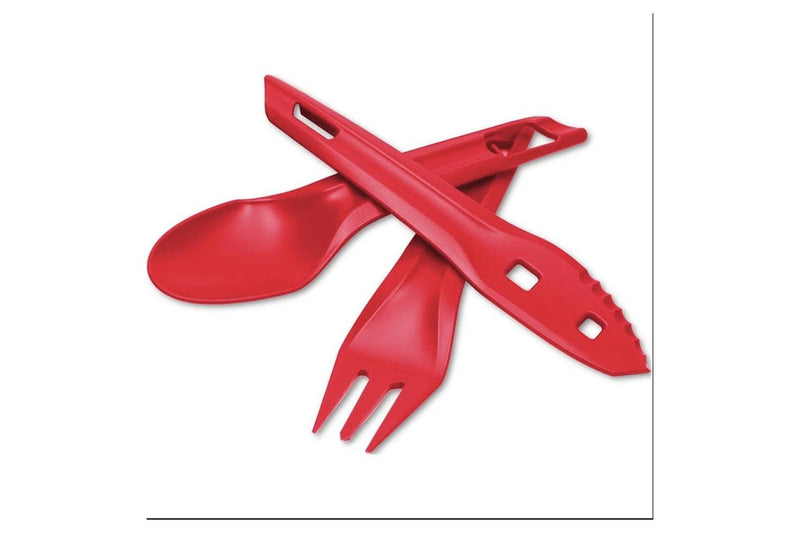 Wildo Ocy Chow Outdoor Cutlery Kit Spoon Knife Fork Camping Utensils Raspberry