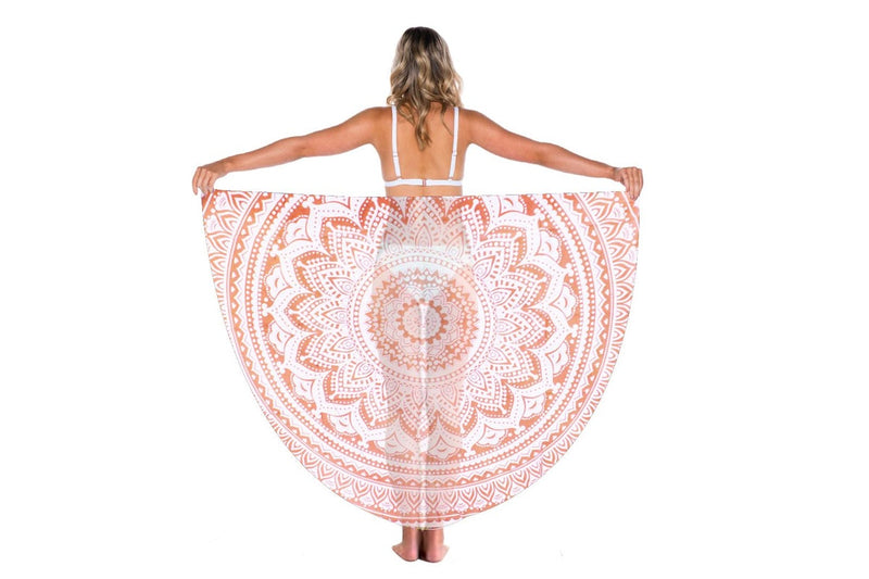TODO Luxury Edition Chiffon Digital Print Beach Throw Yoga Mandarin Orange
