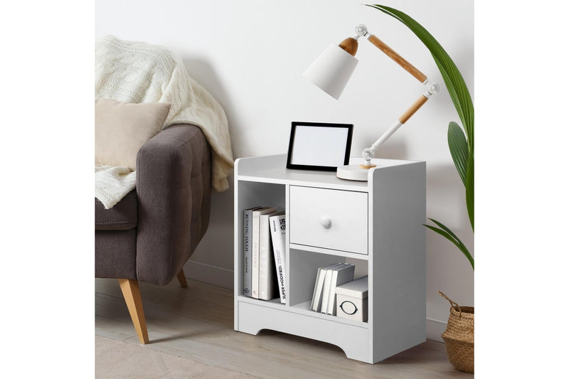 Oikiture Bedside Tables Set of 2 Nightstand Shelf White