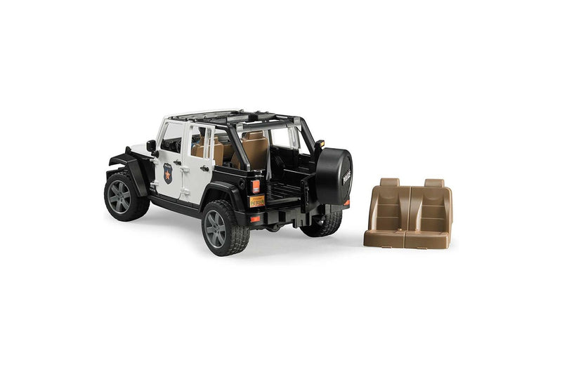 Bruder 1:16 Wrangler Rubicon Police Jeep w Officer Figurine Kids Pretend Toys 4+
