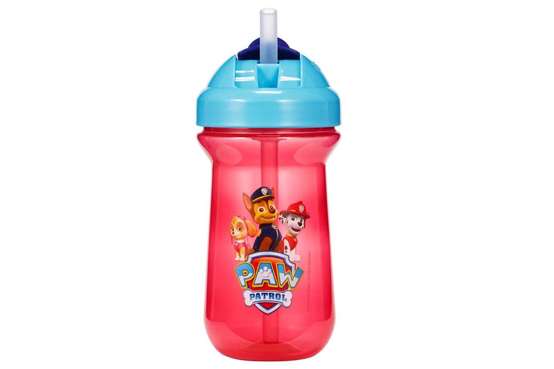 2pc The First Years Flip Top Straw Cup Baby Toddler 18m+ Water Bottle Paw Patrol