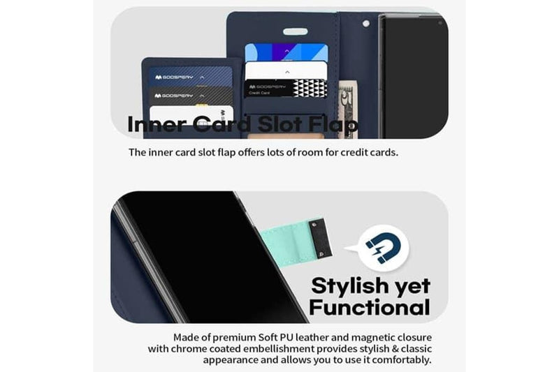 Goospery Samsung Galaxy S22 Ultra 5G Rich Diary Wallet Flip Case Leather Card Slots Magnetic Cover (Aqua)