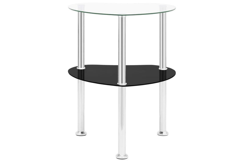 2-Tier Side Table Transparent & Black 38x38x50cm Tempered Glass vidaXL
