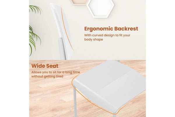 Giantex 4PCS Dining Chair Home Office Side Chairs w/Metal Legs Stackable Armless Chairs White