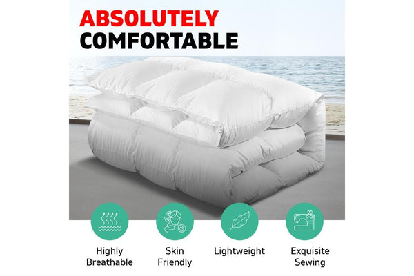 King Size Bedding Duck Down Feather Quilt Doona Duvet Blanket 700GSM White