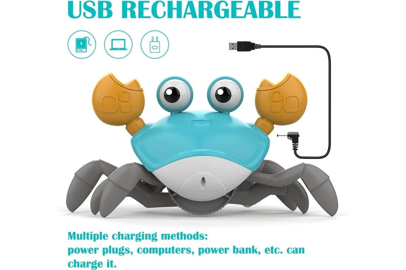 Crawling Crab Toys with LED Light Up for Kids Interactive Musical Toy USB