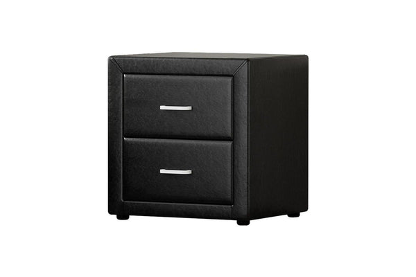 Artiss Bedside Table 2 Drawers Side Table Leather - CADEN Black