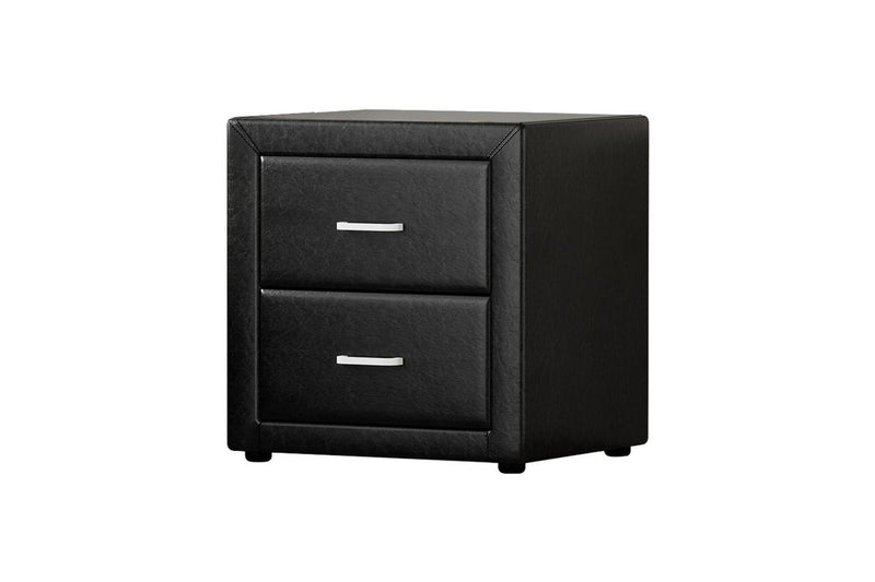 Artiss Bedside Table 2 Drawers Side Table Leather - CADEN Black