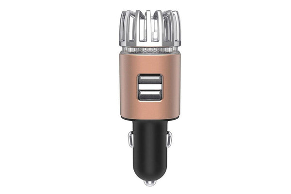 12V Car Air Purifier Car Air Freshener with Dual USB Charger Port Bronze