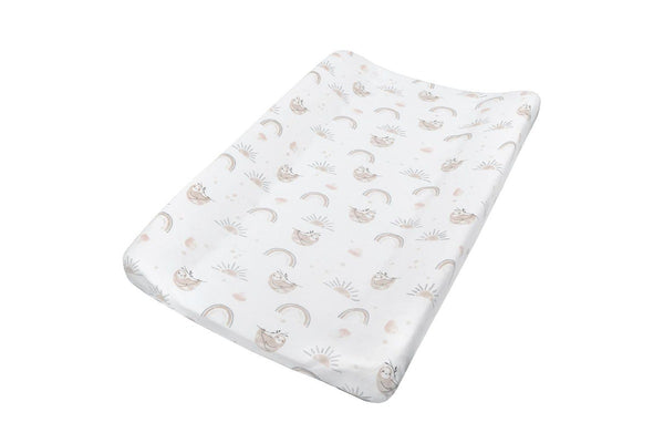 Living Textiles Infant Cotton Nursery Change Pad Cover & Liner Set Sloth Rainbow