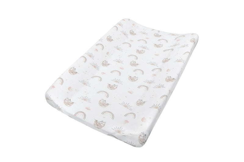 Living Textiles Infant Cotton Nursery Change Pad Cover & Liner Set Sloth Rainbow