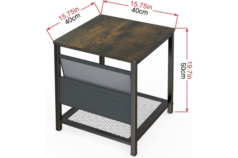 Rustic Brown Square Coffee Table with Storage Basket | Easy Assembly