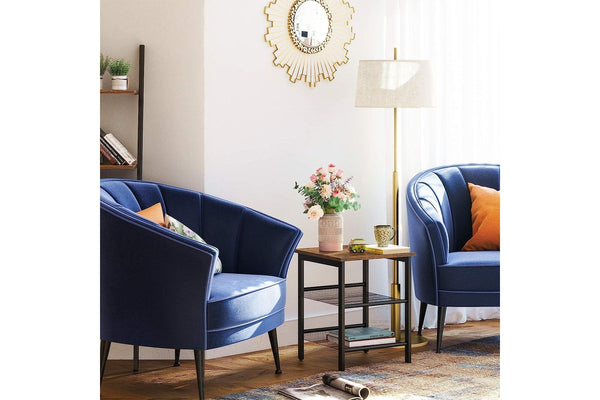 End Table Industrial Side Table Mesh Shelves