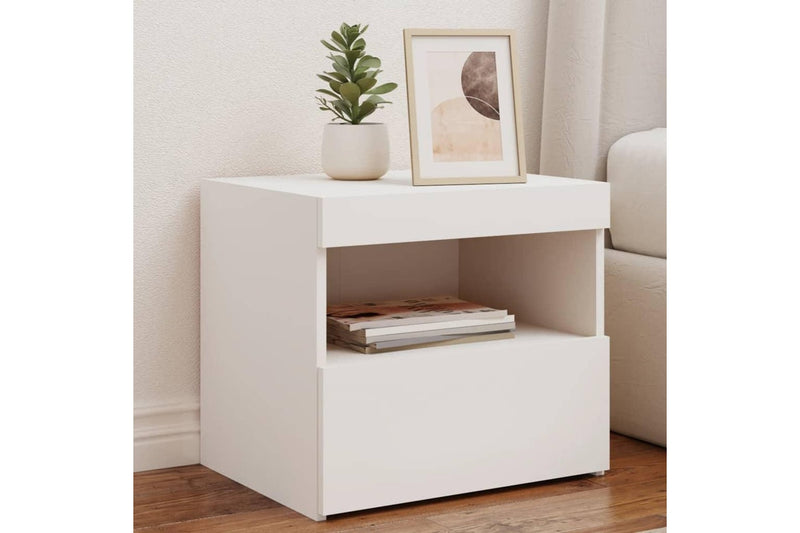 Bedside Cabinets With Led Lights 2 Pcs White 50X40x45 Cm Bedside Tables