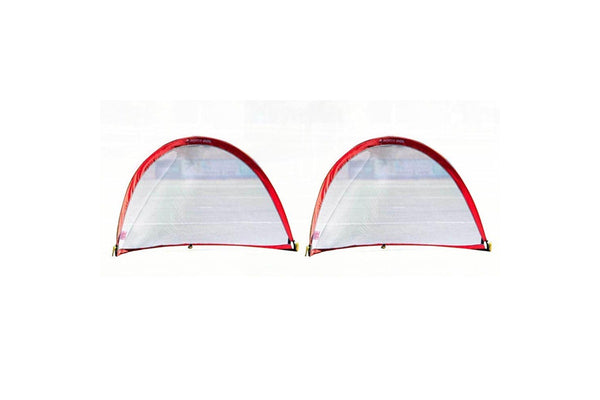 Samba 4ft Round Pop Up Goal Pair Outdoor Sports Training Soccer Football Net Red